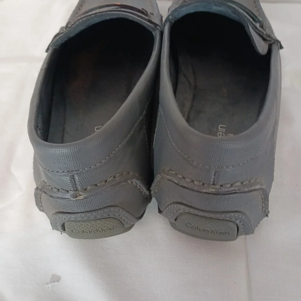 Calvin Klein Merve Gray Slip-On Loafer Synthetic Upper Logo Men's 10.5 M